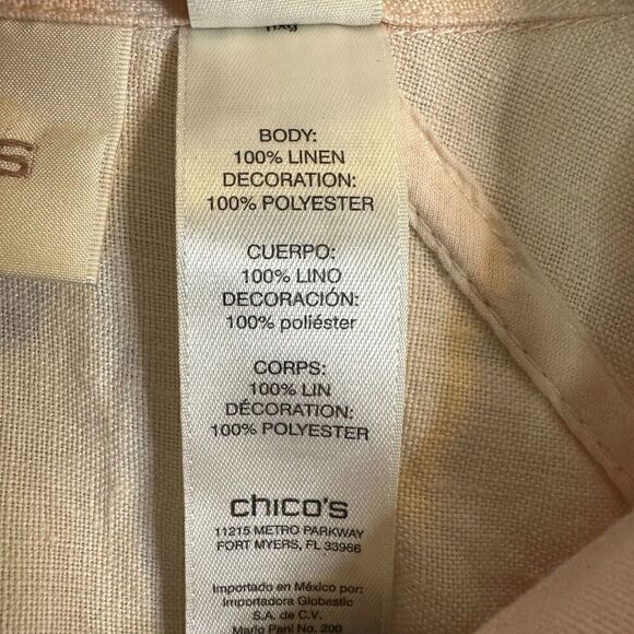 Chicos Blouse Shacket Women Sz 2 Large Linen Short Sleeve Full Zip Breathable - Picture 14 of 16